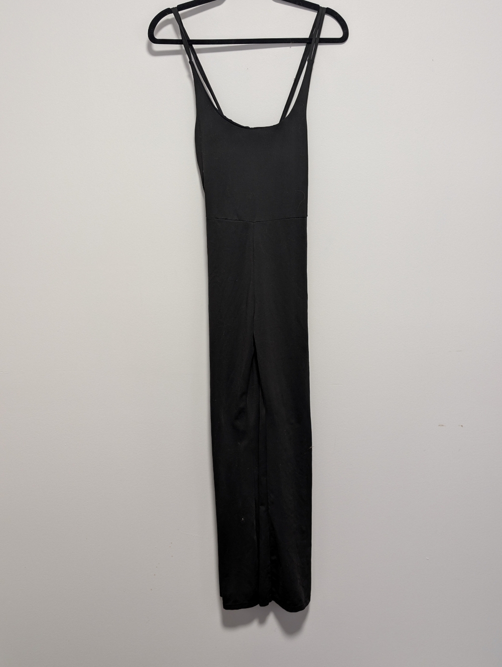 Black Wide-Leg Jumpsuit with Thin Straps